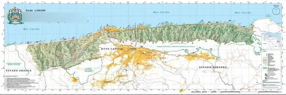 Mapa del Estado Vargas, Venezuela.